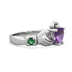 Amethyst Claddagh Keepsake 14K White Gold ring R5245