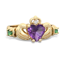 Amethyst Claddagh Keepsake 14K Yellow Gold ring R5245