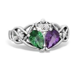 Amethyst 'One Heart' Celtic Knot Claddagh 14K White Gold ring R5322