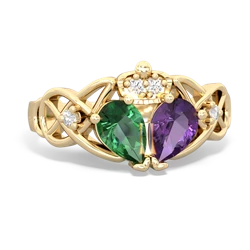 Amethyst 'One Heart' Celtic Knot Claddagh 14K Yellow Gold ring R5322