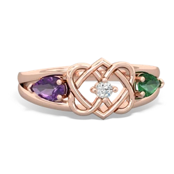 Amethyst Hearts Intertwined 14K Rose Gold ring R5880