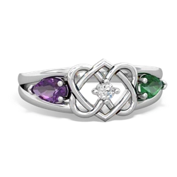 Amethyst Hearts Intertwined 14K White Gold ring R5880