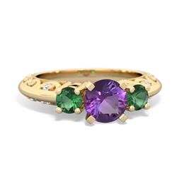 Amethyst Art Deco Eternal Embrace Engagement 14K Yellow Gold ring C2003