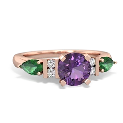 Amethyst 6Mm Round Eternal Embrace Engagement 14K Rose Gold ring R2005