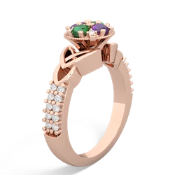 Amethyst Celtic Knot Cluster Engagement 14K Rose Gold ring R26443RD