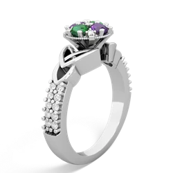 Amethyst Celtic Knot Cluster Engagement 14K White Gold ring R26443RD