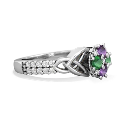 Amethyst Celtic Knot Cluster Engagement 14K White Gold ring R26443RD