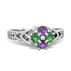 Amethyst Celtic Knot Cluster Engagement 14K White Gold ring R26443RD