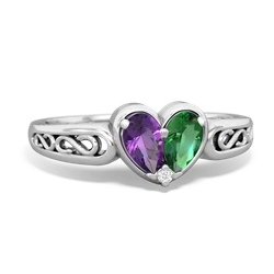 Amethyst Filligree 'One Heart' 14K White Gold ring R5070