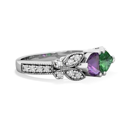 Amethyst Diamond Butterflies 14K White Gold ring R5601