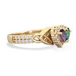 Amethyst Celtic Knot Two Hearts As One 14K Yellow Gold ring R2644HRT