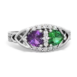 Amethyst Sparkling Celtic Knot 14K White Gold ring R2645