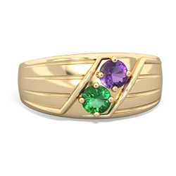 Amethyst Men's Streamline 14K Yellow Gold ring R0460