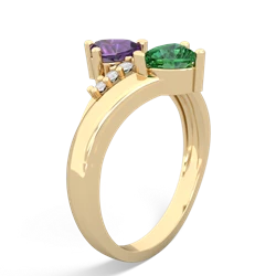 Amethyst Heart To Heart 14K Yellow Gold ring R2064