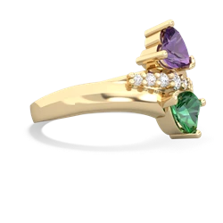 Amethyst Heart To Heart 14K Yellow Gold ring R2064