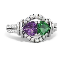 Amethyst Art-Deco Keepsake 14K White Gold ring R5630