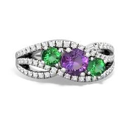 Amethyst Three Stone Aurora 14K White Gold ring R3080