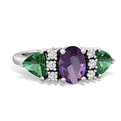 Amethyst Antique Style Three Stone 14K White Gold ring R2186