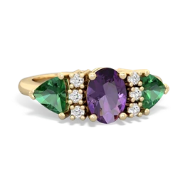 Amethyst Antique Style Three Stone 14K Yellow Gold ring R2186