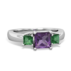 Amethyst Three Stone Trellis 14K White Gold ring R4015