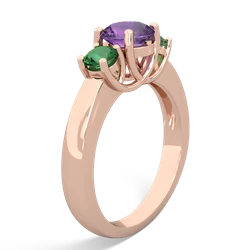 Amethyst Three Stone Round Trellis 14K Rose Gold ring R4018