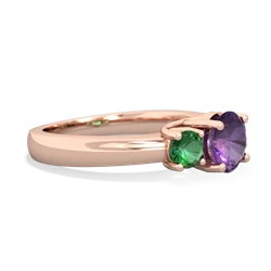 Amethyst Three Stone Round Trellis 14K Rose Gold ring R4018