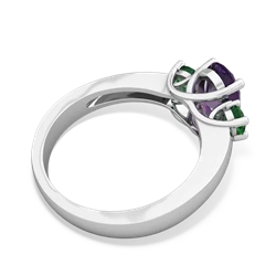 Amethyst Three Stone Oval Trellis 14K White Gold ring R4024