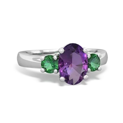 Amethyst Three Stone Oval Trellis 14K White Gold ring R4024