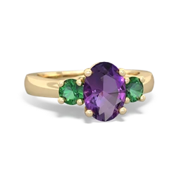 Amethyst Three Stone Oval Trellis 14K Yellow Gold ring R4024