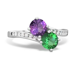 Amethyst Channel Set Two Stone 14K White Gold ring R5303