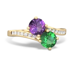 Amethyst Channel Set Two Stone 14K Yellow Gold ring R5303