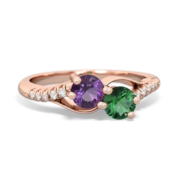 Amethyst Infinity Pave Two Stone 14K Rose Gold ring R5285