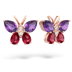 Amethyst Butterfly 14K Rose Gold earrings E2215