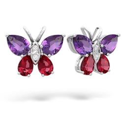 Amethyst Butterfly 14K White Gold earrings E2215