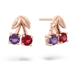 Amethyst Sweet Cherries 14K Rose Gold earrings E7001