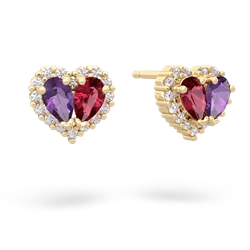 Amethyst Halo 14K Yellow Gold earrings E7008