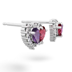 Amethyst Halo 14K White Gold earrings E7008