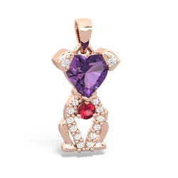 Amethyst Puppy Love 14K Rose Gold pendant P5800