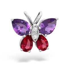 Amethyst Butterfly 14K White Gold pendant P2215