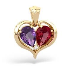 Amethyst Two Become One 14K Yellow Gold pendant P5330