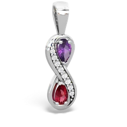 Amethyst Diamond Infinity 14K White Gold pendant P5390