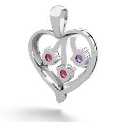 Amethyst Glowing Heart 14K White Gold pendant P2233