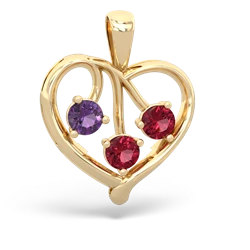 Amethyst Glowing Heart 14K Yellow Gold pendant P2233