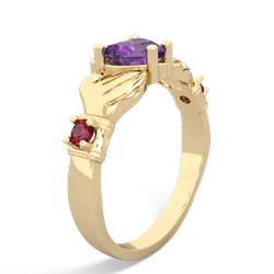 Amethyst Claddagh Keepsake 14K Yellow Gold ring R5245