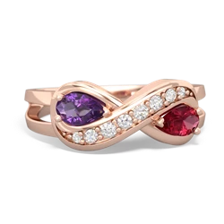 Amethyst Diamond Infinity 14K Rose Gold ring R5390