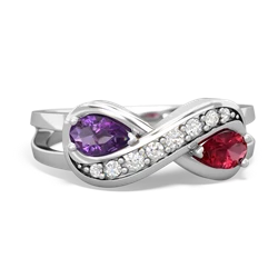 Amethyst Diamond Infinity 14K White Gold ring R5390