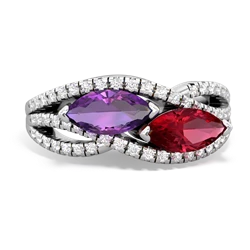 Amethyst Diamond Rivers 14K White Gold ring R3070