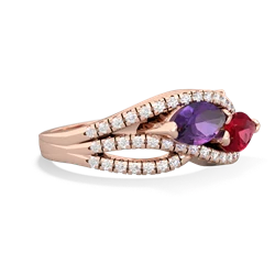 Amethyst Diamond Rivers 14K Rose Gold ring R3070