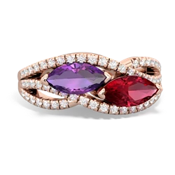 Amethyst Diamond Rivers 14K Rose Gold ring R3070