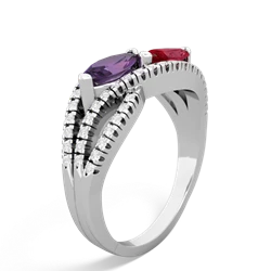 Amethyst Diamond Rivers 14K White Gold ring R3070